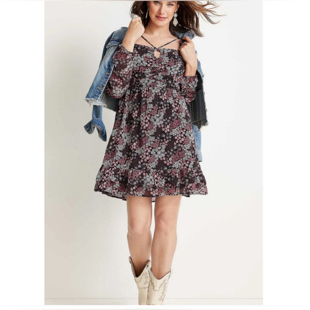 Maurice’s Floral Key Hole Skater Dress